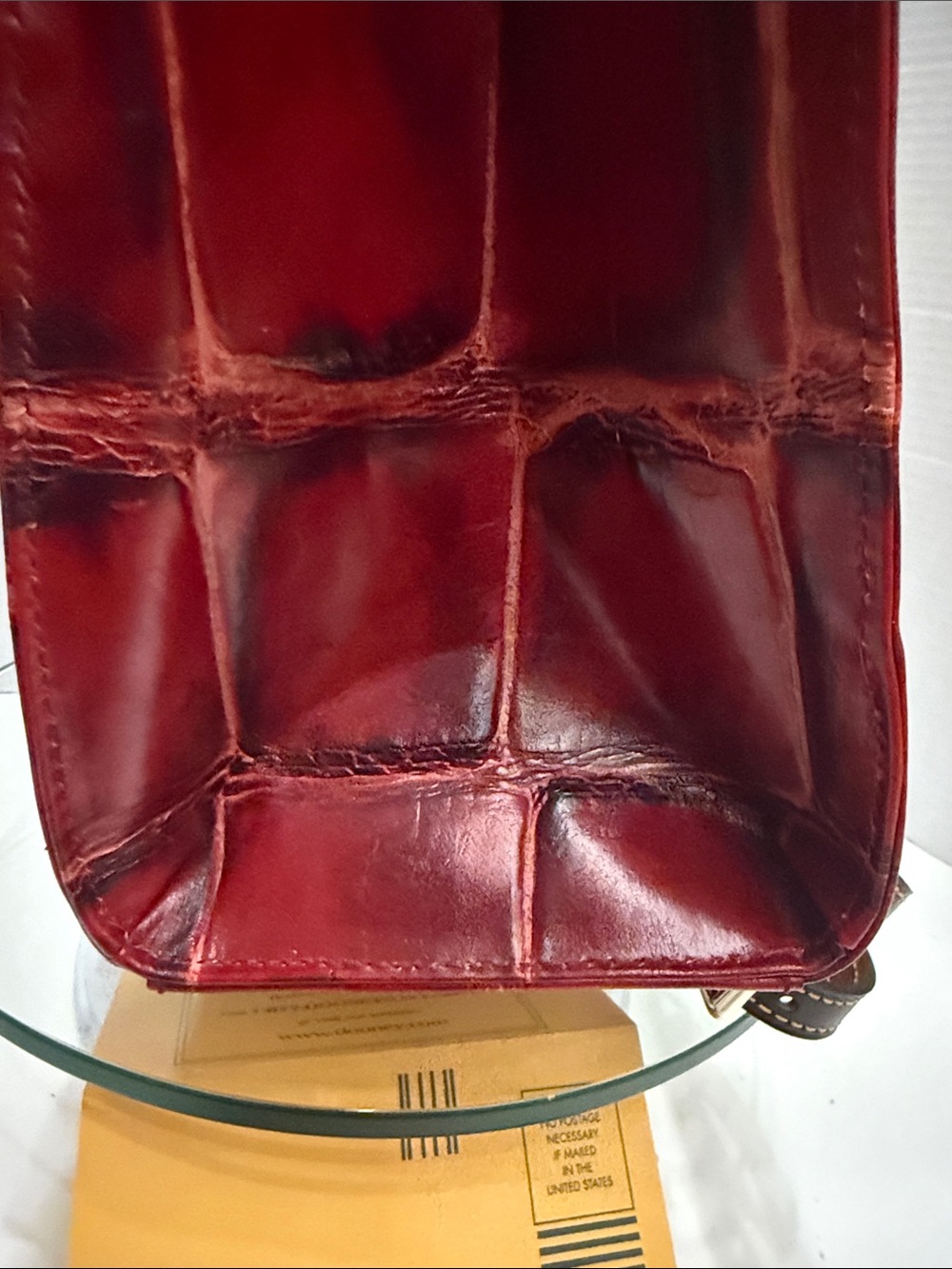 NWT Dooney & Bourke Red Croc-Embossed Tote with Dark Brown Trim - Picture 8 of 10